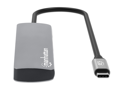 Manhattan USB-C dock/hub met kaartlezer, poorten (7): Ethernet, HDMI, USB-A (3×) en USB-C (2×), met Power Delivery (PD) 100 W - vereist een externe USB-C-lader (niet inbegrepen). USB-gevoed (geen externe voeding vereist) wanneer PD niet wordt gebruikt