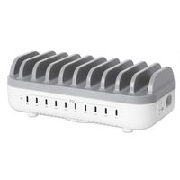 Manhattan USB-C laadstation met 10 poorten, USB-C-uitgang: 10 × 20 W, maximaal vermogen 200 W, netvoeding, inclusief US/EU/UK-adapters