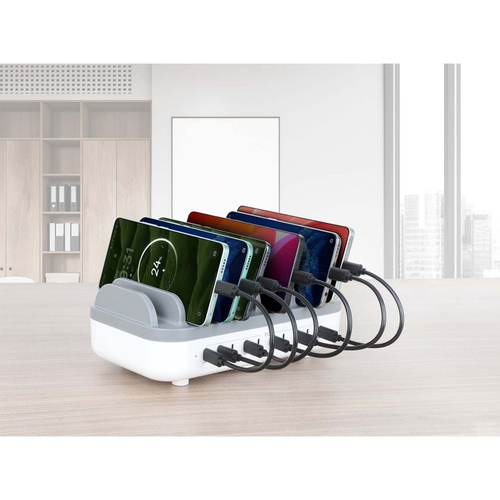 Manhattan USB-C laadstation met 10 poorten, USB-C-uitgang: 10 × 20 W, maximaal vermogen 200 W, netvoeding, inclusief US/EU/UK-adapters