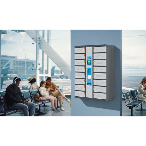 Manhattan Kiosk laadkast USB-C 30W voor iPads 11", 16-vaks (individueel vak - pincode), geschikt voor tablets, smartphones en andere USB-C apparaten, vakken 328x220x100 mm, USB-C kabels inbegrepen, kast, UK & EU