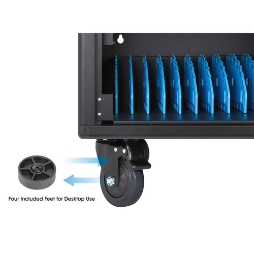 Manhattan Laadkast/laadtrolley USB-C 65W voor 12 laptops (tot 16"), geschikt voor laptops, iPads, MacBooks, Chromebooks en andere USB-C apparaten, vakken 395x290x32.5 mm, USB-C laadkabels inbegrepen, afsluitbaar, EU/UK-stroomkabels inbegrepen