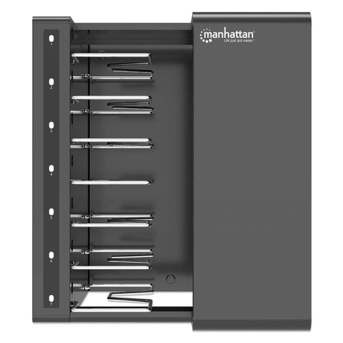 Manhattan Laadkast USB-C 65W voor 7 laptops (tot 16"), geschikt voor laptops, iPads, MacBooks, Chromebooks en andere USB-C apparaten, vakken 402x290x50 mm, USB-C laadkabels inbegrepen, afsluitbaar, alternatief voor laadtrolley, EU/UK-stroomkabels inbegrepen