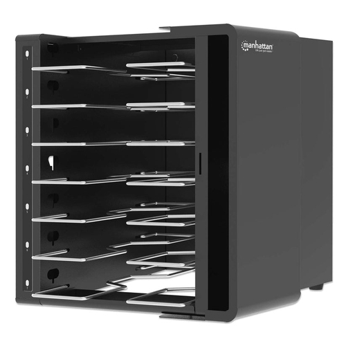 Manhattan Laadkast USB-C 65W voor 7 laptops (tot 16"), geschikt voor laptops, iPads, MacBooks, Chromebooks en andere USB-C apparaten, vakken 402x290x50 mm, USB-C laadkabels inbegrepen, afsluitbaar, alternatief voor laadtrolley, EU/UK-stroomkabels inbegrepen