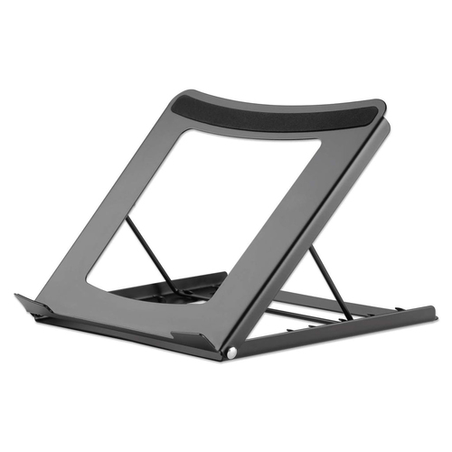 Manhattan Laptop- en tabletstandaard voor bureau, verstelbaar (5 posities), voor tablets en laptops tot 15,6", draagbaar en lichtgewicht, staal, zwart