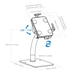 Manhattan Kioskstandaard voor tablet en iPad (voor bureau), anti-diefstal, universeel 7,9"–11", 360° rotatie, kantelbaar +20° tot -110°, uitschuifklemmen 200–246 mm hoog / 129–181 mm breed, vergrendelbaar, wit