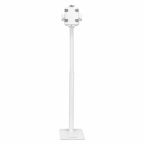 Manhattan Kioskstandaard voor tablet en iPad (vloerstandaard), universeel, 360° rotatie, tilt +20° tot -110°, wit, vergrendelbaar, tablets 7,9"–11", hoogte verstelbaar 790–1190 mm, uitschuifklemmen: hoogte 200–246 mm / breedte 129–181 mm