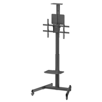 Manhattan Trolley voor TV’s en monitoren (met slinger), voor schermen 37"–65", VESA-compatibiliteit: van 200x200 tot 600x400 mm (controleer de afmetingen van de vier montagegaten aan de achterzijde), max. 70 kg, hoogte 1120–1570 mm, zwart
