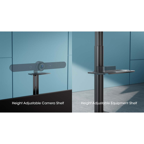 Manhattan Trolley voor TV’s en monitoren (met slinger), voor schermen 37"–65", VESA-compatibiliteit: van 200x200 tot 600x400 mm (controleer de afmetingen van de vier montagegaten aan de achterzijde), max. 70 kg, hoogte 1120–1570 mm, zwart