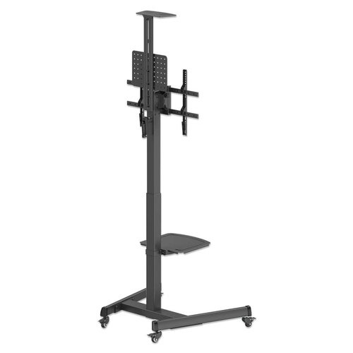 Manhattan Trolley voor TV’s en monitoren (met slinger), voor schermen 37"–65", VESA-compatibiliteit: van 200x200 tot 600x400 mm (controleer de afmetingen van de vier montagegaten aan de achterzijde), max. 70 kg, hoogte 1120–1570 mm, zwart