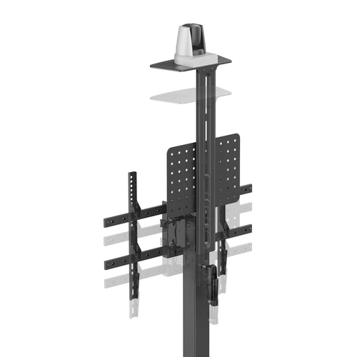 Manhattan Trolley voor TV’s en monitoren (met slinger), voor schermen 37"–65", VESA-compatibiliteit: van 200x200 tot 600x400 mm (controleer de afmetingen van de vier montagegaten aan de achterzijde), max. 70 kg, hoogte 1120–1570 mm, zwart