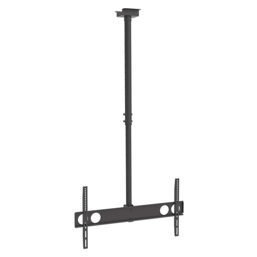 Manhattan Plafondbeugel voor TV’s en monitoren, voor schermen 37"–75", hoogte verstelbaar 105–156 cm, VESA-compatibiliteit: van 200x200 tot 800x400 mm (controleer de afmetingen van de vier montagegaten aan de achterzijde), max. 50 kg, zwart