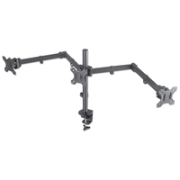 Manhattan Bureaubeugel voor 3 TV’s en monitoren, voor schermen 10"–27", met tafelklem, VESA-compatibiliteit: 75x75 en 100x100 mm (controleer de afmetingen van de vier montagegaten aan de achterzijde), max. 7 kg per scherm, zwart
