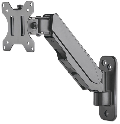 Manhattan Wandbeugel voor TV’s en monitoren (veerarm met 2 draaipunten), voor schermen 17–32", VESA-compatibiliteit: 75x75 en 100x100 mm (controleer de afmetingen van de vier montagegaten aan de achterzijde), max 8 kg, zwart