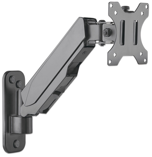 Manhattan Wandbeugel voor TV’s en monitoren (veerarm met 2 draaipunten), voor schermen 17–32", VESA-compatibiliteit: 75x75 en 100x100 mm (controleer de afmetingen van de vier montagegaten aan de achterzijde), max 8 kg, zwart