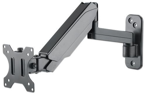 Manhattan Wandbeugel voor TV’s en monitoren (veerarm met 3 draaipunten), voor schermen 17–32", VESA-compatibiliteit: 75x75 en 100x100 mm (controleer de afmetingen van de vier montagegaten aan de achterzijde), max 8 kg, zwart