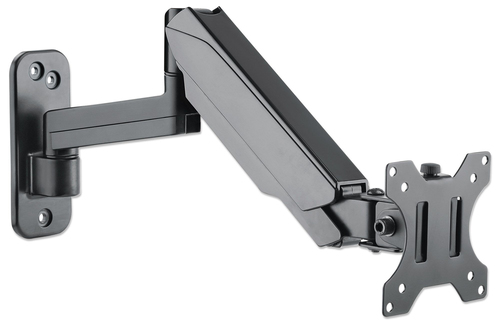 Manhattan Wandbeugel voor TV’s en monitoren (veerarm met 3 draaipunten), voor schermen 17–32", VESA-compatibiliteit: 75x75 en 100x100 mm (controleer de afmetingen van de vier montagegaten aan de achterzijde), max 8 kg, zwart