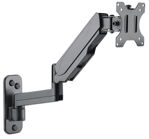 Manhattan Wandbeugel voor TV’s en monitoren (veerarm met 3 draaipunten), voor schermen 17–32", VESA-compatibiliteit: 75x75 en 100x100 mm (controleer de afmetingen van de vier montagegaten aan de achterzijde), max 8 kg, zwart