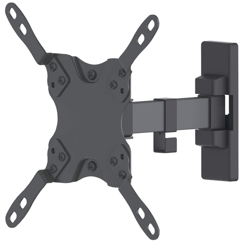 Manhattan Draaibare wandbeugel voor TV’s en monitoren (Kantelen & Zwenken, 2 zwenken), voor schermen 13"–27", VESA-compatibiliteit: van 75×75 tot 200×200 mm (controleer de afmetingen van de vier montagegaten aan de achterzijde), max 30 kg, zwart