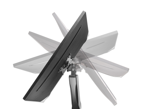 Manhattan Bureaubeugel voor 2 TV’s en monitoren (Volledig Verstelbaar met veer), voor schermen 10"–27", met tafelklem of bladdoorvoer, VESA-compatibiliteit: 75x75 en 100x100 mm (controleer de afmetingen van de vier montagegaten aan de achterzijde)