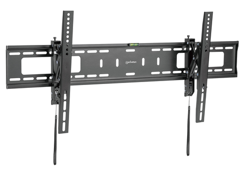 Manhattan Wandbeugel met verlenging voor TV’s en monitoren (Kantelbaar, anti-diefstal), voor schermen 37"–100", VESA-compatibiliteit: van 200×200 tot 800×400 mm (controleer de afmetingen van de vier montagegaten aan de achterzijde), max 75 kg, zwart