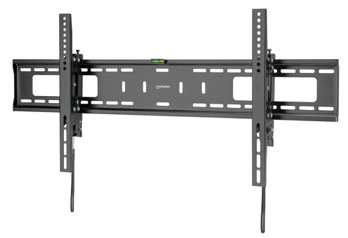 Manhattan Wandbeugel met verlenging voor TV’s en monitoren (Kantelbaar, anti-diefstal), voor schermen 37"–100", VESA-compatibiliteit: van 200×200 tot 800×400 mm (controleer de afmetingen van de vier montagegaten aan de achterzijde), max 75 kg, zwart
