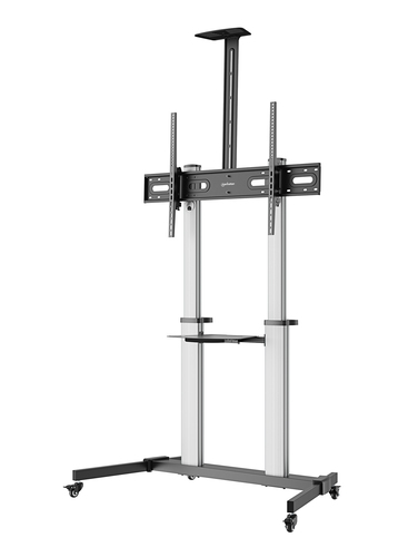 Manhattan Trolley voor TV’s en monitoren, voor schermen 37"–100", VESA-compatibiliteit: van 200x200 tot 1000x600 mm (controleer de afmetingen van de vier montagegaten aan de achterzijde), max. 80 kg, hoogte 1200–1600 mm, zwart