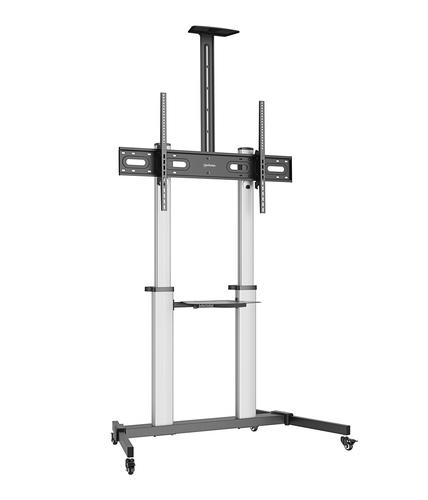 Manhattan Trolley voor TV’s en monitoren, voor schermen 37"–100", VESA-compatibiliteit: van 200x200 tot 1000x600 mm (controleer de afmetingen van de vier montagegaten aan de achterzijde), max. 80 kg, hoogte 1200–1600 mm, zwart