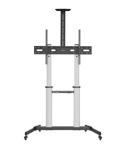 Manhattan Trolley voor TV’s en monitoren, voor schermen 37"–100", VESA-compatibiliteit: van 200x200 tot 1000x600 mm (controleer de afmetingen van de vier montagegaten aan de achterzijde), max. 80 kg, hoogte 1200–1600 mm, zwart