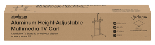 Manhattan Trolley voor TV’s en monitoren, voor schermen 37"–100", VESA-compatibiliteit: van 200x200 tot 1000x600 mm (controleer de afmetingen van de vier montagegaten aan de achterzijde), max. 80 kg, hoogte 1200–1600 mm, zwart