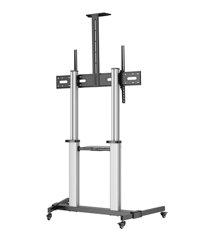 Manhattan Trolley voor TV’s en monitoren, voor schermen 37"–100", VESA-compatibiliteit: van 200x200 tot 1000x600 mm (controleer de afmetingen van de vier montagegaten aan de achterzijde), max. 80 kg, hoogte 1200–1600 mm, zwart