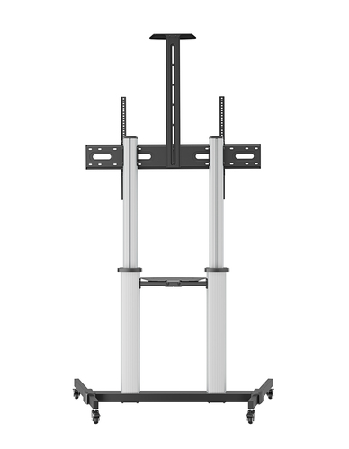 Manhattan Trolley voor TV’s en monitoren, voor schermen 37"–100", VESA-compatibiliteit: van 200x200 tot 1000x600 mm (controleer de afmetingen van de vier montagegaten aan de achterzijde), max. 80 kg, hoogte 1200–1600 mm, zwart