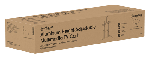 Manhattan Trolley voor TV’s en monitoren, voor schermen 37"–100", VESA-compatibiliteit: van 200x200 tot 1000x600 mm (controleer de afmetingen van de vier montagegaten aan de achterzijde), max. 80 kg, hoogte 1200–1600 mm, zwart