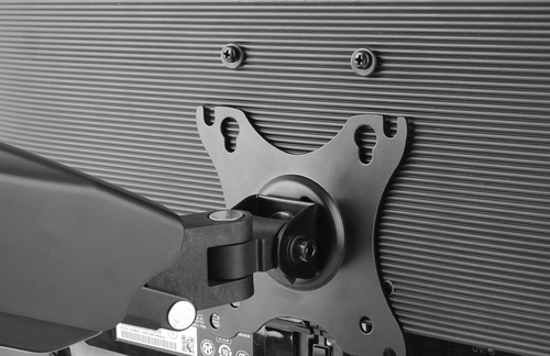 Manhattan Bureaubeugel voor TV’s en monitoren (Volledig Verstelbaar met veer), voor schermen 13"–27", met tafelklem of bladdoorvoer, VESA-compatibiliteit: 75x75 en 100x100 mm (controleer de afmetingen van de vier montagegaten aan de achterzijde), max. 9 kg, zwart