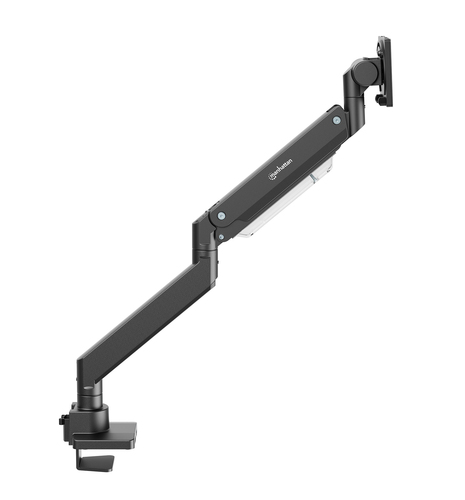 Manhattan Bureaubeugel voor TV’s en monitoren (Volledig Verstelbaar met gasveer), voor schermen 13"–42", met tafelklem of bladdoorvoer, VESA-compatibiliteit: van 75x75 tot 200x200 mm (controleer de afmetingen van de vier montagegaten aan de achterzijde)