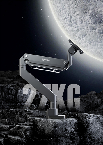 Manhattan Bureaubeugel voor TV’s en monitoren (Volledig Verstelbaar met gasveer), voor schermen 13"–42", met tafelklem of bladdoorvoer, VESA-compatibiliteit: van 75x75 tot 200x200 mm (controleer de afmetingen van de vier montagegaten aan de achterzijde)