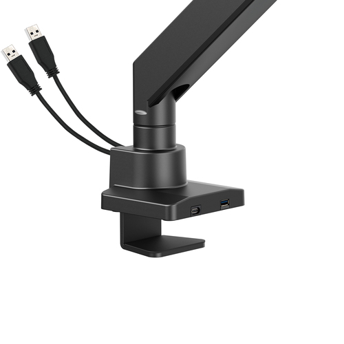 Manhattan Bureaubeugel voor TV’s en monitoren (Volledig Verstelbaar met gasveer), voor schermen 13"–42", met tafelklem of bladdoorvoer, VESA-compatibiliteit: van 75x75 tot 200x200 mm (controleer de afmetingen van de vier montagegaten aan de achterzijde)