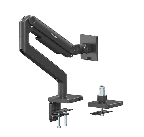 Manhattan Bureaubeugel voor TV’s en monitoren (Volledig Verstelbaar met veer), voor schermen 13"–42", met tafelklem of bladdoorvoer, VESA-compatibiliteit: van 75x75 tot 200x200 mm (controleer de afmetingen van de vier montagegaten aan de achterzijde), max. 20 kg