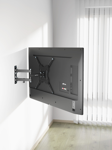 Manhattan Wandbeugel voor TV’s en monitoren (Volledig Verstelbaar), voor schermen 32–55", VESA-compatibiliteit: van 100x100 tot 400x400 mm (controleer de afmetingen van de vier montagegaten aan de achterzijde), max 30 kg, zwart