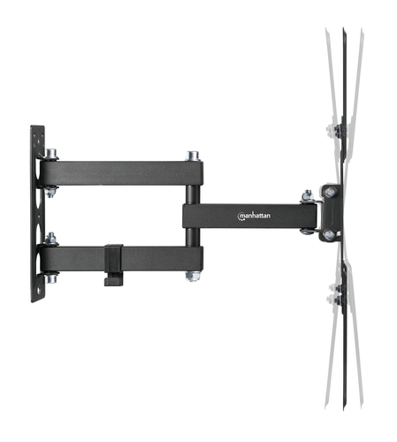 Manhattan Wandbeugel voor TV’s en monitoren (Volledig Verstelbaar), voor schermen 32–55", VESA-compatibiliteit: van 100x100 tot 400x400 mm (controleer de afmetingen van de vier montagegaten aan de achterzijde), max 30 kg, zwart