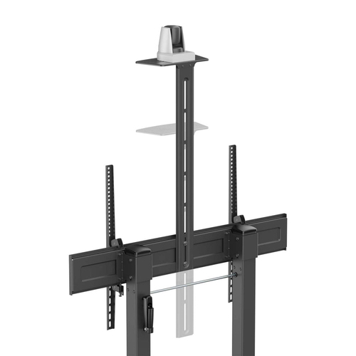 Manhattan Trolley voor TV’s en monitoren (met slinger), voor schermen 37"–120", VESA-compatibiliteit: van 200x200 tot 1000x600 mm (controleer de afmetingen van de vier montagegaten aan de achterzijde), max. 120 kg, hoogte 1180–1630 mm, zwart