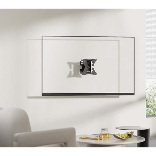 Manhattan Draaibare wandbeugel voor TV’s en monitoren (Kantelen & Zwenken), voor schermen 13"–27", VESA-compatibiliteit: 75×75 en 100×100 mm (controleer de afmetingen van de vier montagegaten aan de achterzijde), max 30 kg, zwart