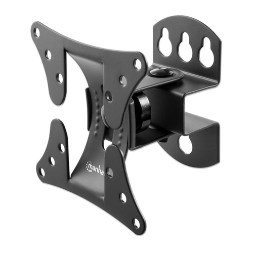 Manhattan Draaibare wandbeugel voor TV’s en monitoren (Kantelen & Zwenken), voor schermen 13"–27", VESA-compatibiliteit: 75×75 en 100×100 mm (controleer de afmetingen van de vier montagegaten aan de achterzijde), max 30 kg, zwart