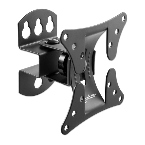 Manhattan Draaibare wandbeugel voor TV’s en monitoren (Kantelen & Zwenken), voor schermen 13"–27", VESA-compatibiliteit: 75×75 en 100×100 mm (controleer de afmetingen van de vier montagegaten aan de achterzijde), max 30 kg, zwart