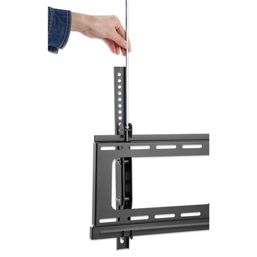 Manhattan Buiten wandbeugel voor TV’s en monitoren (Kantelbaar, anti-diefstal), voor schermen 37"–65", VESA-compatibiliteit: van 200×200 tot 600×400 mm (controleer de afmetingen van de vier montagegaten aan de achterzijde), max 80 kg, afsluitbaar, zwart