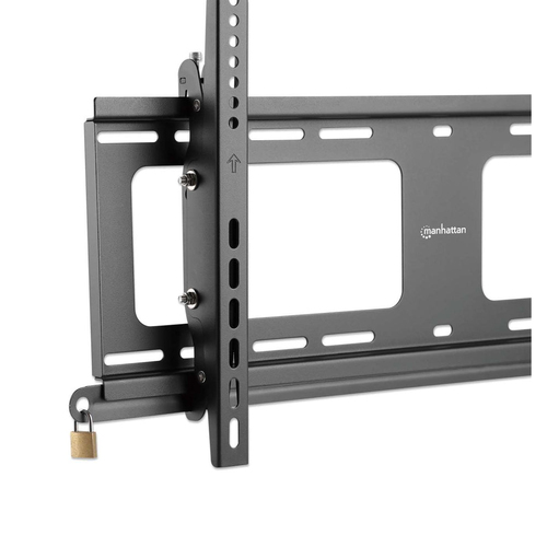 Manhattan Buiten wandbeugel voor TV’s en monitoren (Kantelbaar, anti-diefstal), voor schermen 37"–65", VESA-compatibiliteit: van 200×200 tot 600×400 mm (controleer de afmetingen van de vier montagegaten aan de achterzijde), max 80 kg, afsluitbaar, zwart