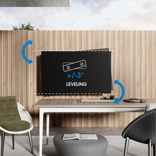 Manhattan Buiten wandbeugel voor TV’s en monitoren (Volledig Verstelbaar), voor schermen 37"–65", VESA-compatibiliteit: van 200×200 tot 600×400 mm (controleer de afmetingen van de vier montagegaten aan de achterzijde), max 50 kg, weerbestendig, zwart