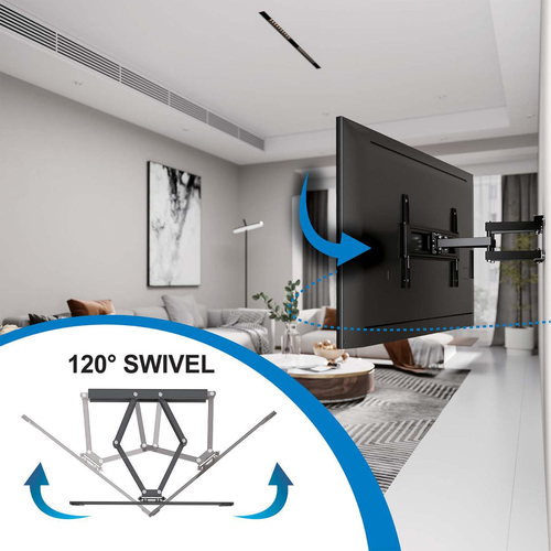 Manhattan Buiten wandbeugel voor TV’s en monitoren (Volledig Verstelbaar), voor schermen 37"–65", VESA-compatibiliteit: van 200×200 tot 600×400 mm (controleer de afmetingen van de vier montagegaten aan de achterzijde), max 50 kg, weerbestendig, zwart