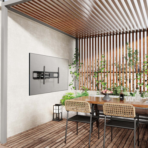 Manhattan Buiten wandbeugel voor TV’s en monitoren (Volledig Verstelbaar), voor schermen 37"–65", VESA-compatibiliteit: van 200×200 tot 600×400 mm (controleer de afmetingen van de vier montagegaten aan de achterzijde), max 50 kg, weerbestendig, zwart