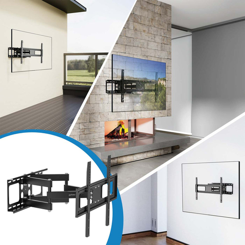 Manhattan Buiten wandbeugel voor TV’s en monitoren (Volledig Verstelbaar), voor schermen 37"–65", VESA-compatibiliteit: van 200×200 tot 600×400 mm (controleer de afmetingen van de vier montagegaten aan de achterzijde), max 50 kg, weerbestendig, zwart