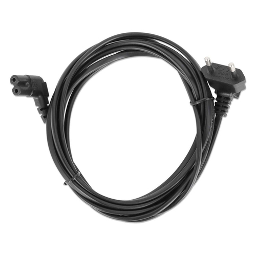 Manhattan Voedingskabel met haakse stekker, Europese 2-polige stekker (CEE 7/16 Europlug) naar C7-connector (figuur-8), 3 m, 2,5 A, zwart, netkabel, levenslange garantie